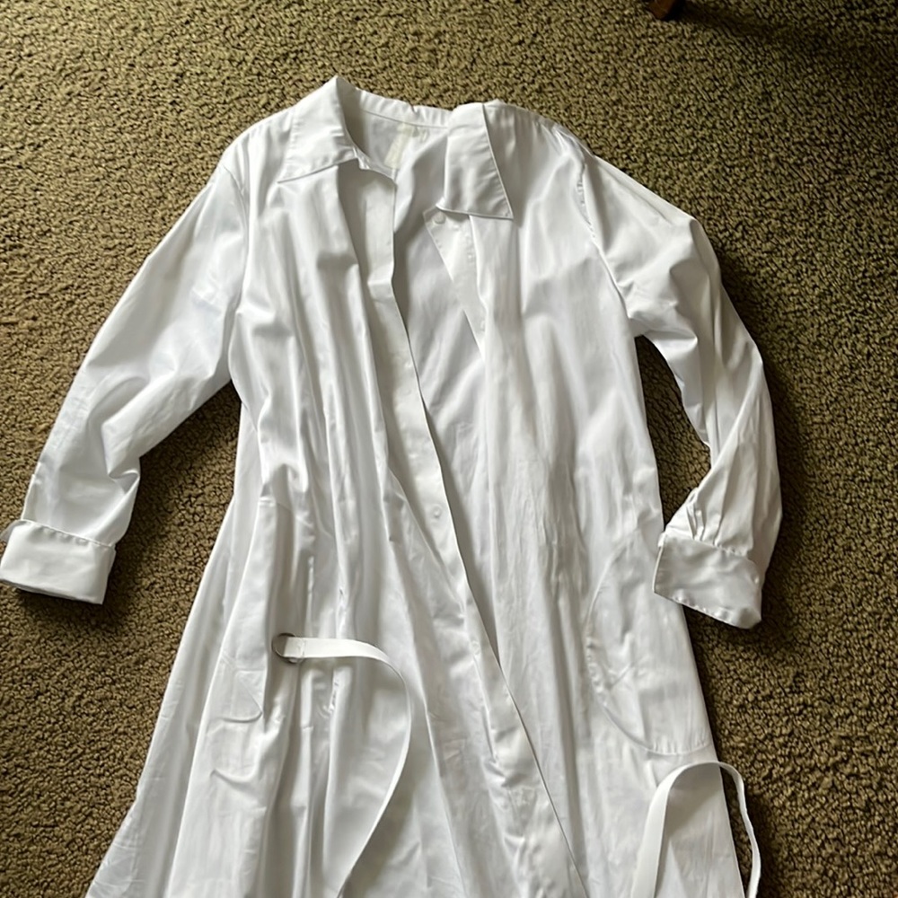 White poplin cotton shirt dress